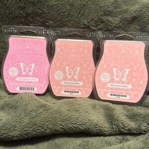 Scentsy Wax Bars Lot of 3 Pink Lemon Water (2) and Pink Sugarberry Mint (1)